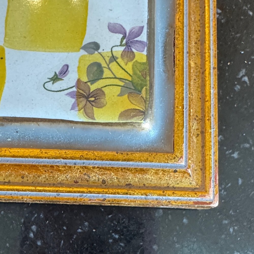 MacKenzie-Childs Yellow Checkered Floral Tile - Picture 3 of 5